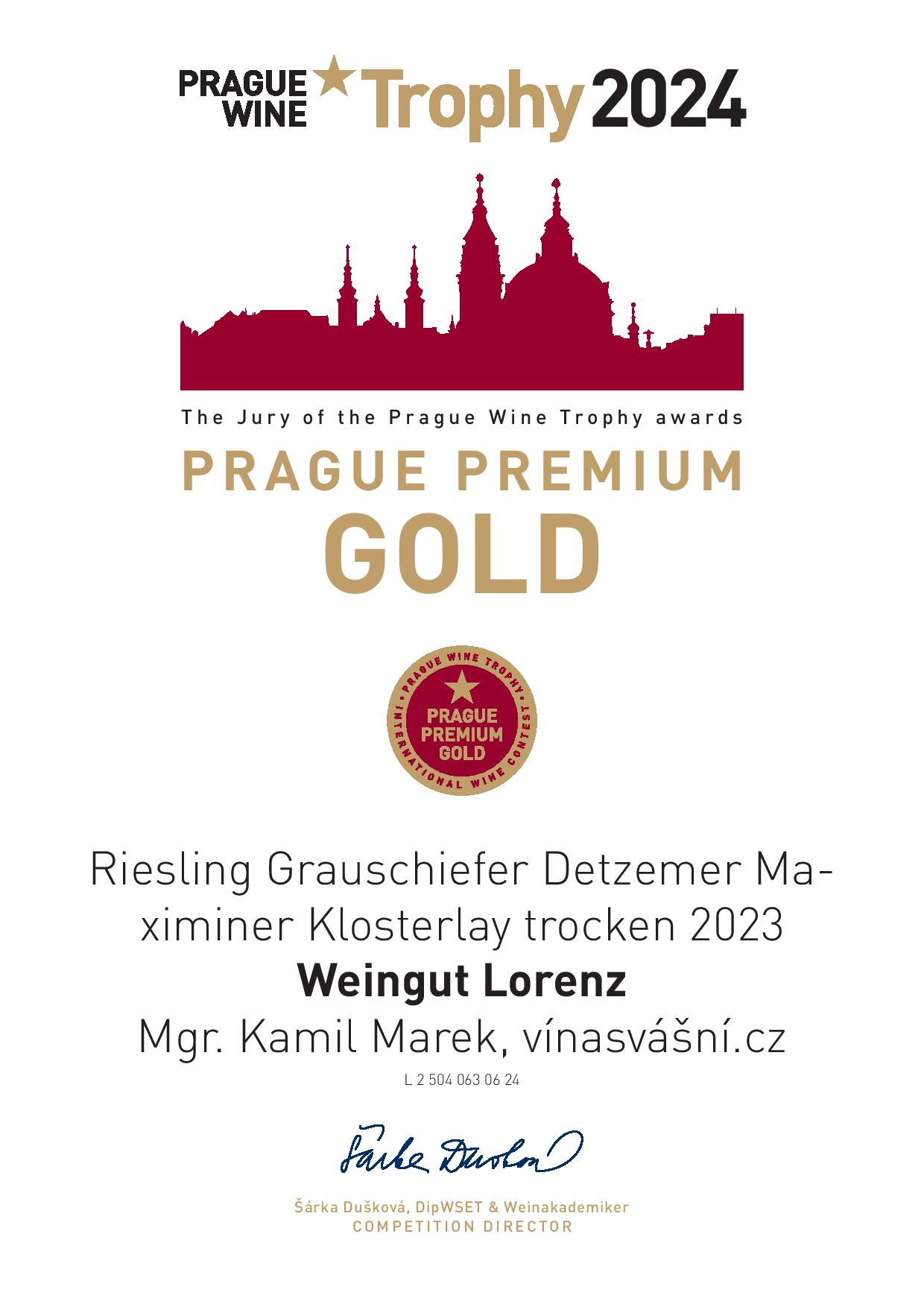 Obrázek Riesling Grauschiefer Maximiner Klosterlay 2023 trocken, Vinařství Lorenz, Detzem, Mosela, Německo