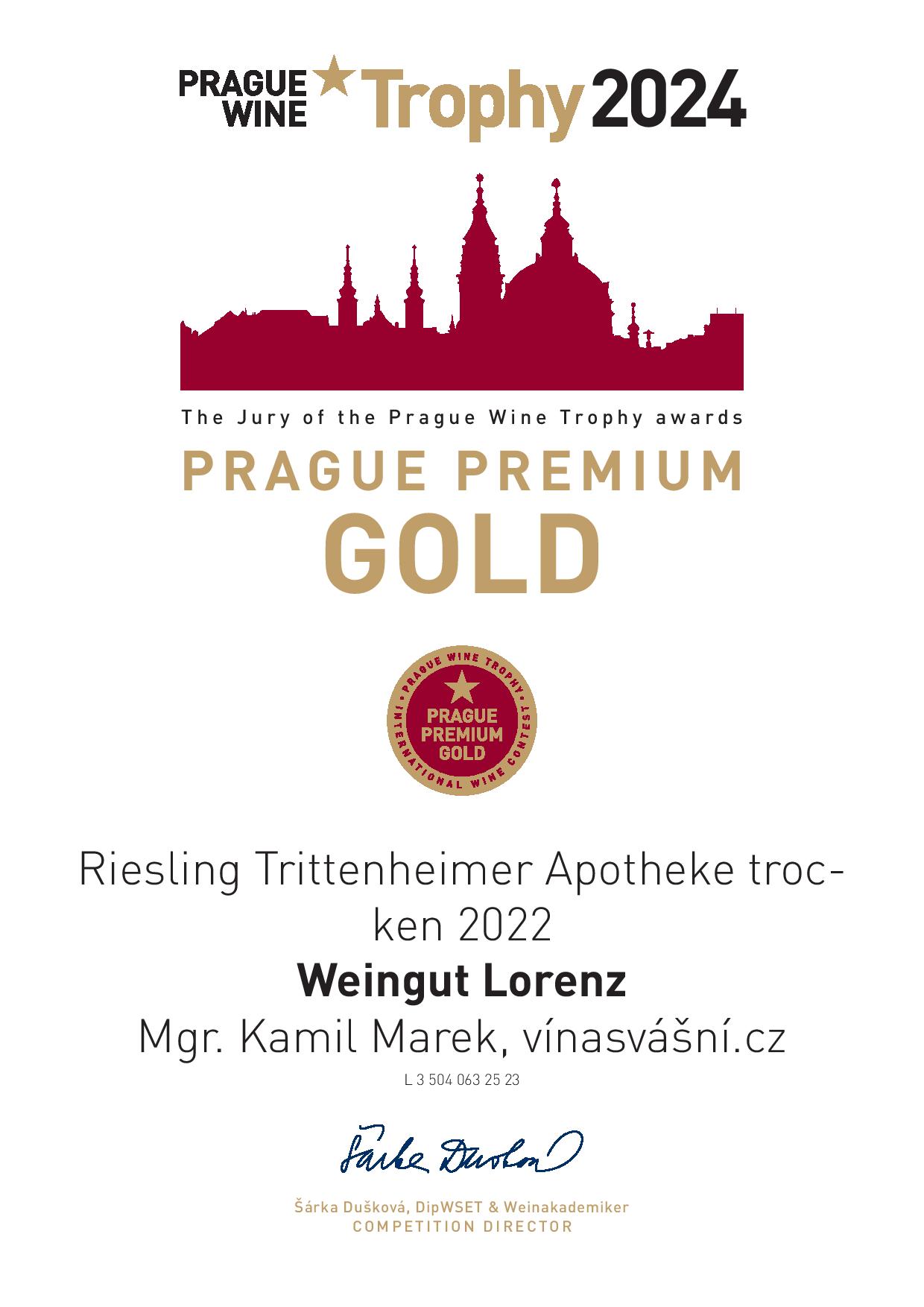 Obrázek Riesling Trittenheimer Apotheke 2023 trocken, Vinařství Lorenz, Detzem, Mosela, Německo